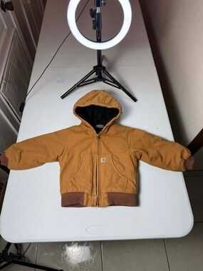 Carhartt Kids 2T Brown Duck Hooded Active Jacket Quilted
Lined Workwear Coat